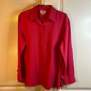 Jaclyn Smith Classic linen mix tunic shirt. S. Medium. Deep pink. Long sleeve.